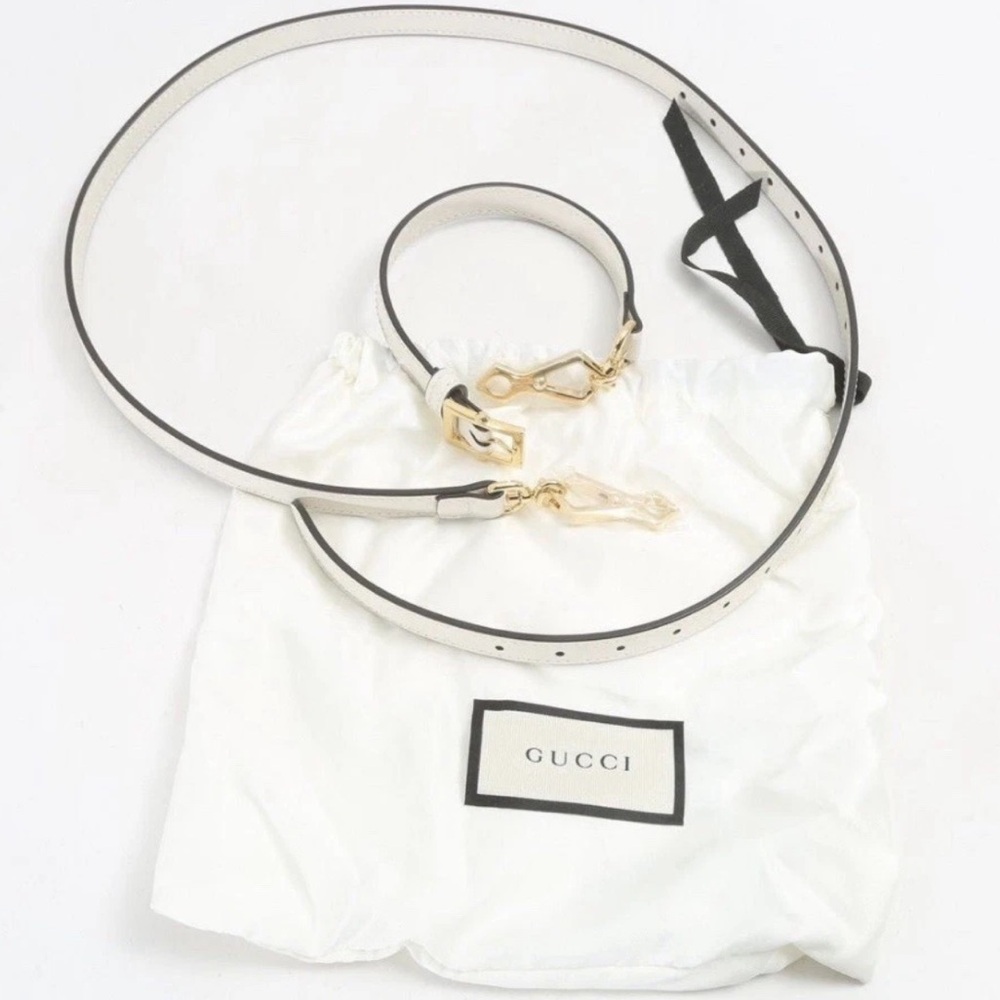 Gucci Sylvie Leather Shoulder Strap for 421882 VIT Fontanella Mystic White